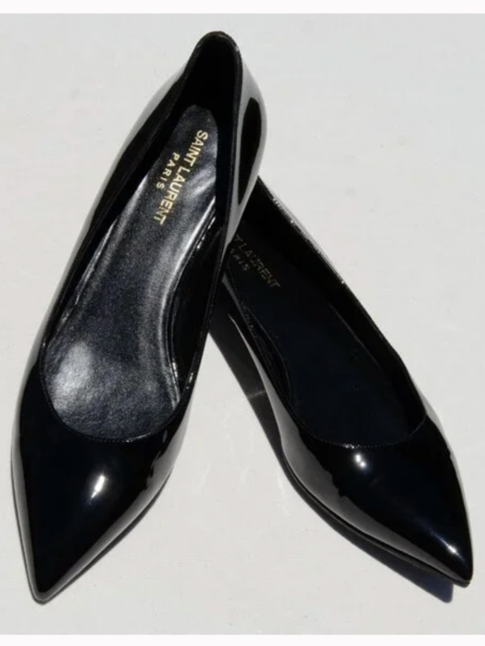 SAINT LAURENT Ballet Flats - High Gloss Black